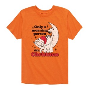 Boys' - Garfield - Only A Morning Person On Christmas Short Sleeve Graphic T-Shirt - 1 of 4