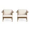 Christopher Knight Home Arcola Outdoor Acacia Wood Club Chairs with Water Resistant Cushions (Set of 2), Teak and Beige - 2 of 4