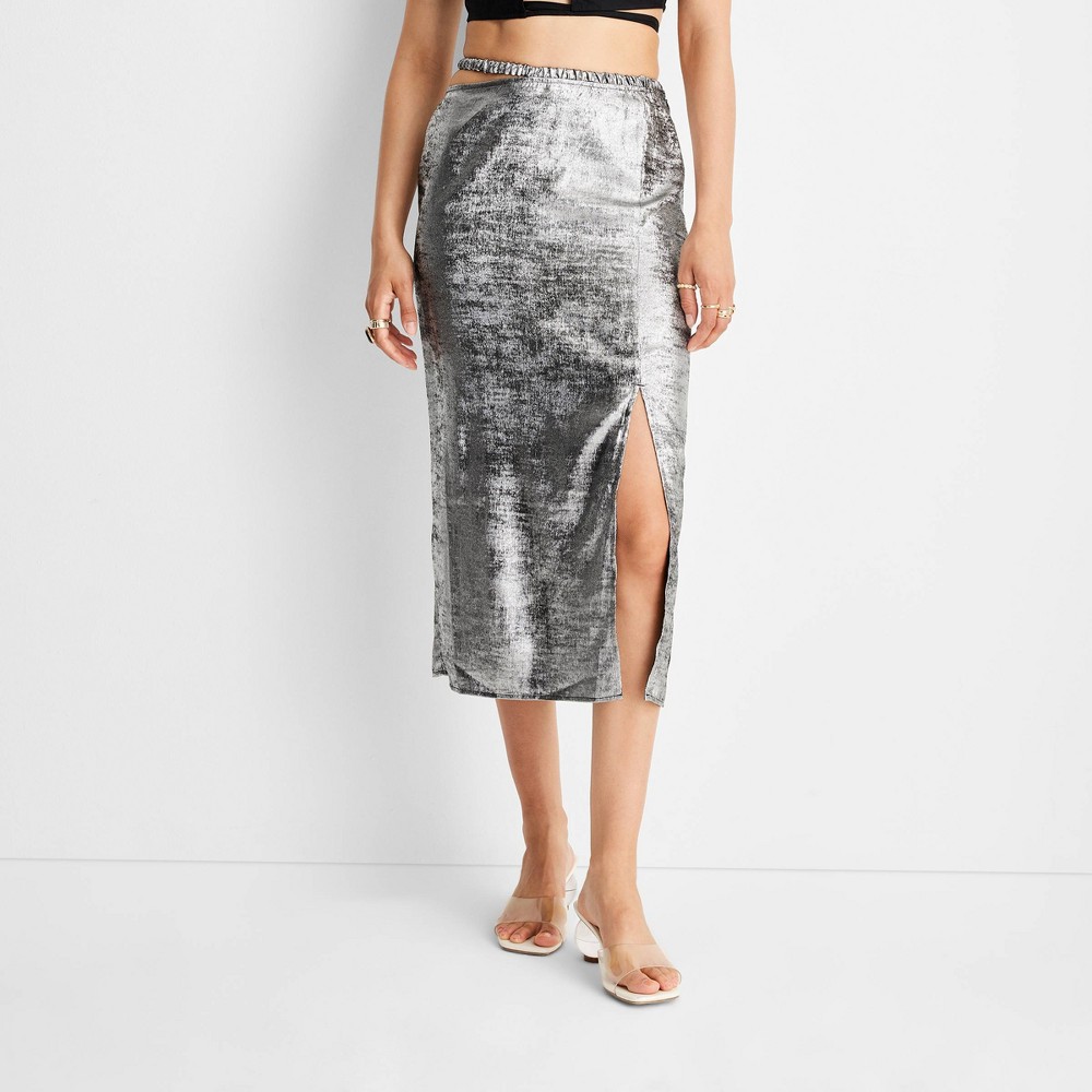 Women's Side Cut Out Midi Skirt - Future Collective™ with Alani Noelle Dark Gray 6