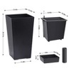 30" Tall Rectangular Planters Set of 2 – Large Modern Plant Pots with Drainage Holes, Water Level Monitor & Wheels, Black - 4 of 4