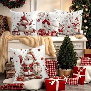 Lomsoe 4pcs Set, Christmas Reindeer Pillow Covers, Festive Atmosphere Gift Decor, Suitable for Sofa,Decorative Pillow Covers,Christmas Gift. - 1 of 4