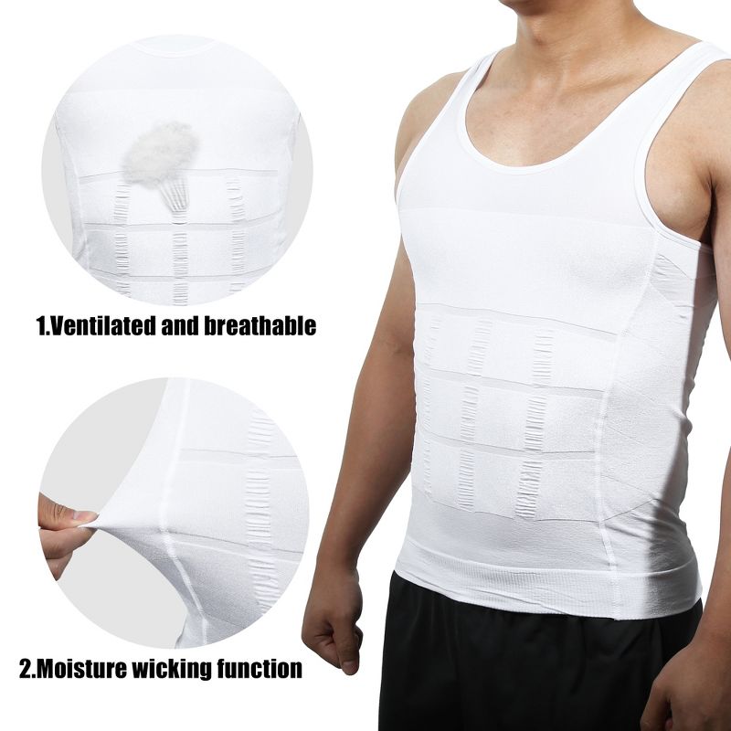 Unique Bargains Men Body Slimming Tummy Shaper Underwear Stretch Shapewear Waist Girdle Shirt Nylon, 3 of 6