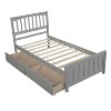CAVINAS Twin Size Simple Wood Platform Bed Frame with Storage Drawers/Trundle,No Box Spring Needed - 3 of 4