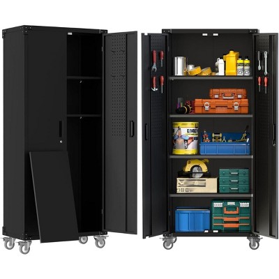 homfan Metal Garage Storage Cabinets,72"H Tool Cabinet,Office Storage Cabinet With 4 Adjustable Shelves,For Workshop,Home,Garage,Office Organization