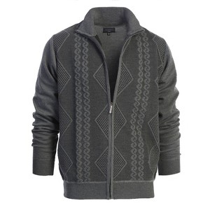 Gioberti Men's Full Zip Lightweight Geometric Design Cardigan Sweater - 1 of 3