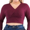 Slickblue Plus Size Ribbed Wrap Front Long Sleeve Top, Stretch Fit, Casual Style, Multiple Color Options, Size 1XL-3XL - 3 of 4