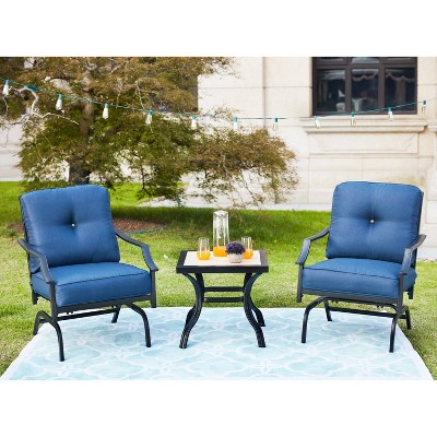 3pc Steel Patio Seating Sets Blue - Lokatse