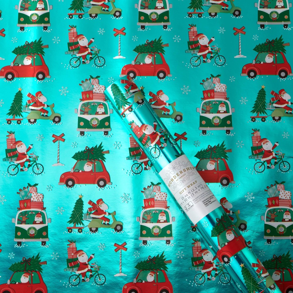 25 sq ft Santa on Wheels Gift Wrap - Wondershop