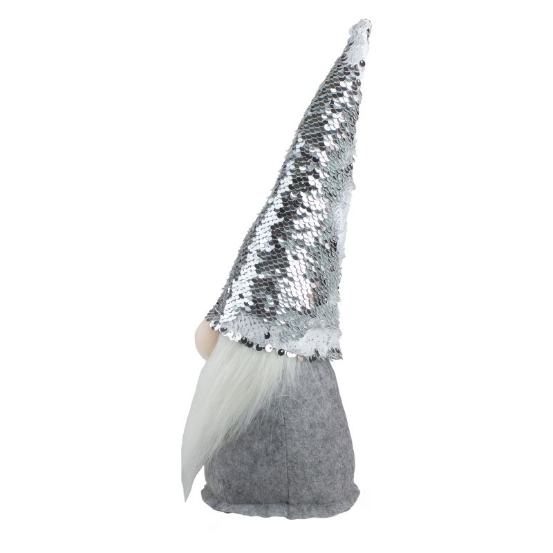 Northlight 14" Gray Standing Christmas Gnome with Silver Flip Sequin Hat, 4 of 8