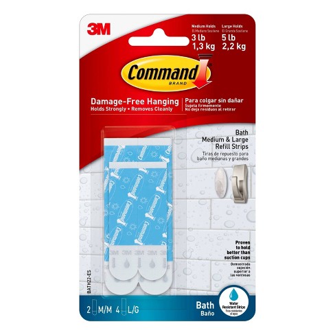 Command Water Resistant Refill Strips (2 Medium/4 Large Strips