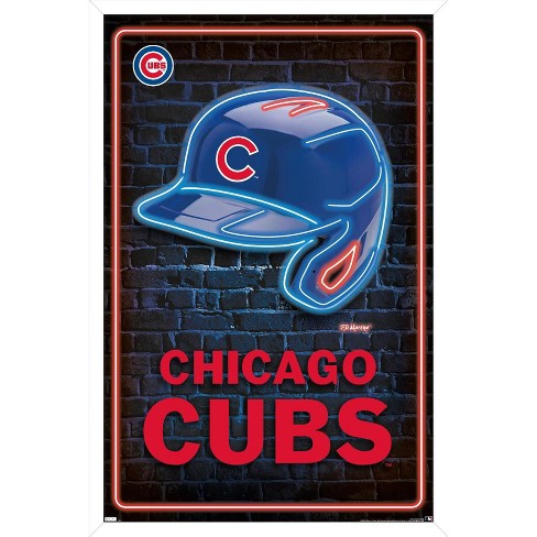 Trends International Mlb Chicago Cubs - Neon Helmet 23 Framed Wall Poster  Prints White Framed Version 22.375 X 34 : Target