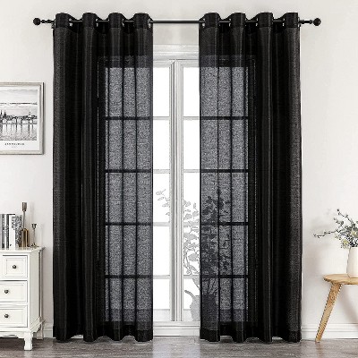 GoodGram 2 Piece Sheer Voile Faux Silk Spring & Summer 84 in. L Grommet Top Curtain Panels
