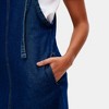 Knit & Lounge Women’s Denim Overall Dress Adjustable Tie Straps Straight Fit Maxi Length Sleeveless Layering Look - 3 of 4