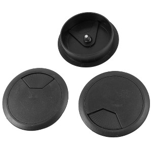 Unique Bargains Plastic Desktop Computer 80mm Grommet Cable Hole Cover Black 3 Pcs - 1 of 4