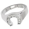 Slickblue Women's Stainless Steel Horseshoe Ring with Clear Synthetic Crystal, Polished Silver or IP Gold Finish, Size 5-13 - 2 of 3