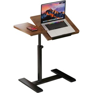 Height Adjustable Overbed Bedside Table with Wheels, Split Top Tilt Bedside Table, Mobile Laptop Computer Standing Desk Cart with Tray - 1 of 4