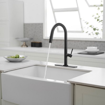 Matte Black Brass High Arc Single Handle Kitchen Faucet