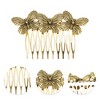 Unique Bargains Women's Three Butterflies Side Comb Vintage Gold Tone 1 Pc - image 3 of 4