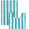 Home Mart Goods 2 Piece Set Light Blue Stripe Soft Cozy Plush Chenille Bath Mat Bathroom Rug - 2 of 4