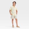 Boys' Short Sleeve Textured Button-Down Shirt - Cat & Jack™ Yellow - image 3 of 3