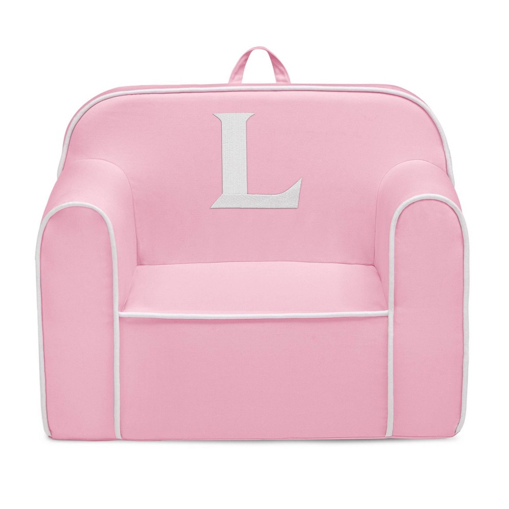 Delta Children Personalized Monogram Cozee Foam Kids' Chair - Customize with Letter L - 18 Months and Up - Pink & White -  88964298