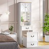 Fredees Vanity Desk with Mirror and Lights, Compact Makeup Table w/Storage Drawers & Shelves, Farmhouse Vanity Table with Hidden Chair for Bedroom - 3 of 4