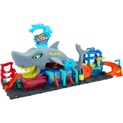 Hot Wheels Ultra Shark Car Wash Playset Plastic Toy Vehicle Set 1 64 Scale Includes Car 55 Pieces Ages 3 Target