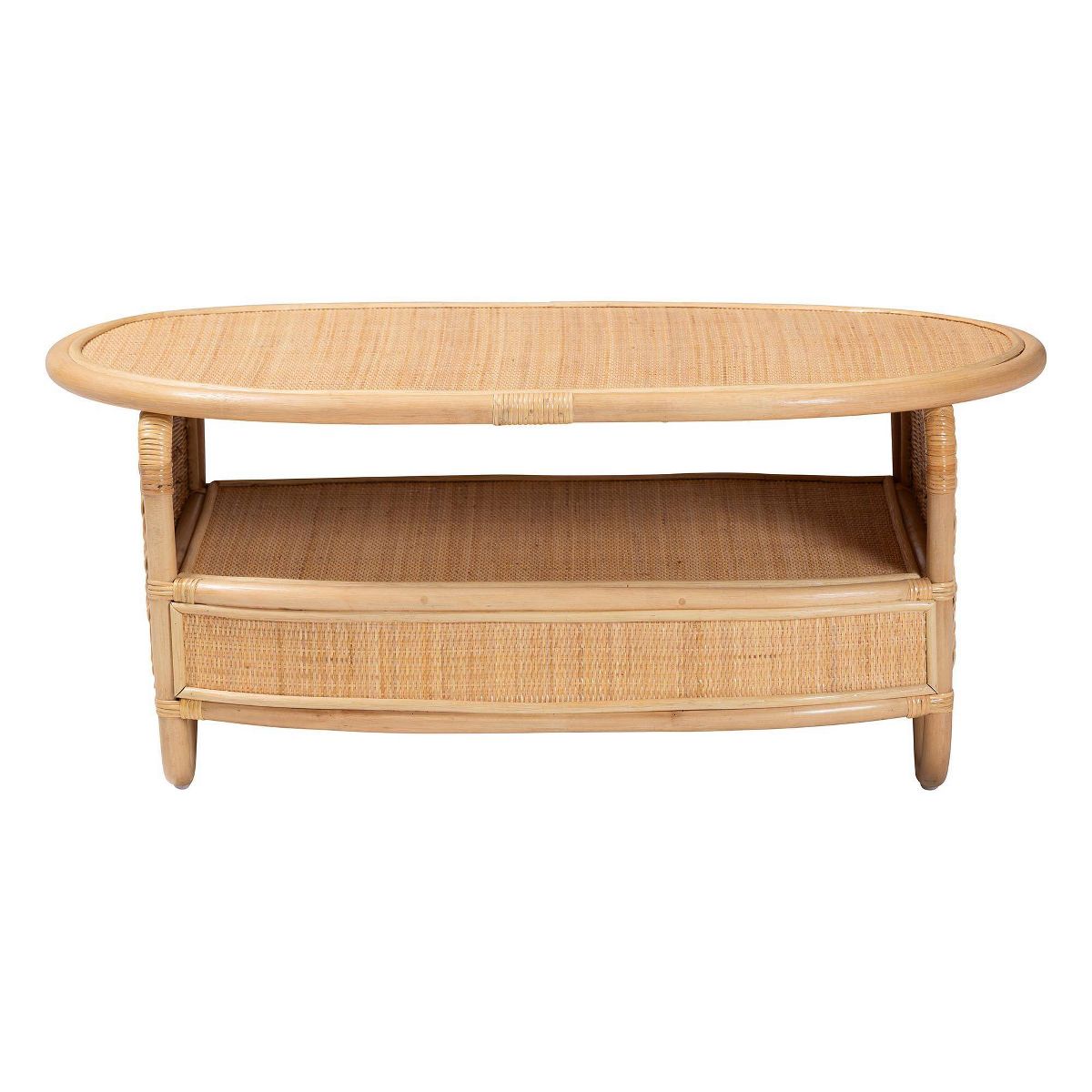 bali & pari Dyna Natural Rattan Coffee Table with Open Shelf Natural - thumbnail 2
