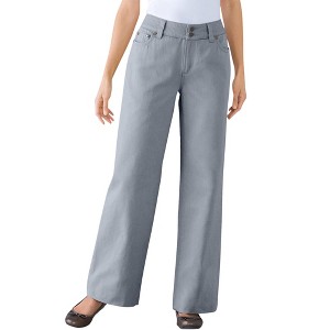 Woman Within Plus Size Perfect Cotton Wide-Leg Denim Jean - 1 of 4