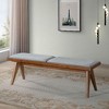 Kumasinova Rattan Solid Wood Bench, Mid-Century Modern Ottoman Bench with Natural Rattan Upholstery, Versatile Bed Bench & Entryway Bench - 4 of 4