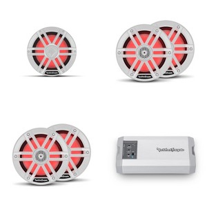 Rockford Fosgate TM1000X5AD 5 Channel Marine Amplifier with 2 Pairs of M1-65 6.5” Color Optix Marine 2-Way Speakers and 1 M1D4-10 10" Color Optix M... - 1 of 4