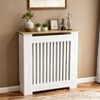 Artloge Radiator Cover: Modern Slatted Vertical White Radiator Cover with Wood-grain Top, MDF Wood Grill Shelf Radiator Cover - 4 of 4