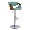 Mid-Century Modern Adjustable Swivel Barstool with Metal Base and Bent Wood Armrests, Set of 2 - 2 of 4