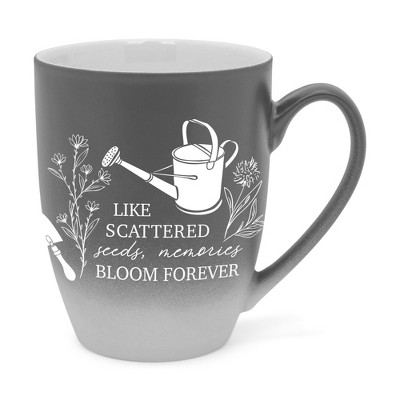 Elanze Designs Like Scattered Seeds Memories Bloom Forever Two Toned Ombre Matte Gray and White 12 ounce Ceramic Stoneware Coffee Cup Mug
