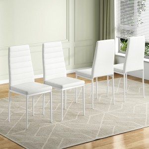 Racxily Set of 2 White PU Leather Dining Chairs for Kitchen, Modern Side Chairs with Sturdy Metal Frame - 1 of 4