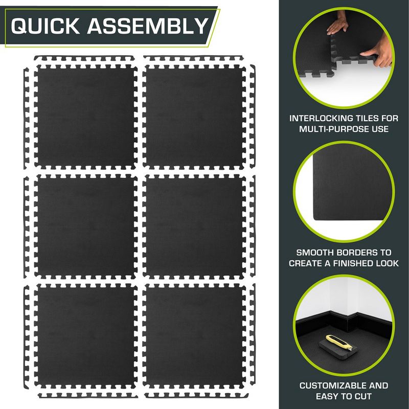 ProsourceFit Exercise Puzzle Mat, 24"x24" Tiles, 5 of 7