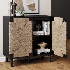 TIRAMISUBEST Antique Black Accent Boho Modern Free - Standing Buffet Sideboard for Hallway: Blending Style with File Cabinet Functionality - 1 of 4