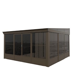 Mondawe 12x14 ft. Wall Mounted All-Season Permanent Outdoor Patio Gazebo Sunroom with Side Door and Detachable Windows - 1 of 4