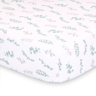 The Peanutshell Fitted Crib Sheet - Floral Leaves