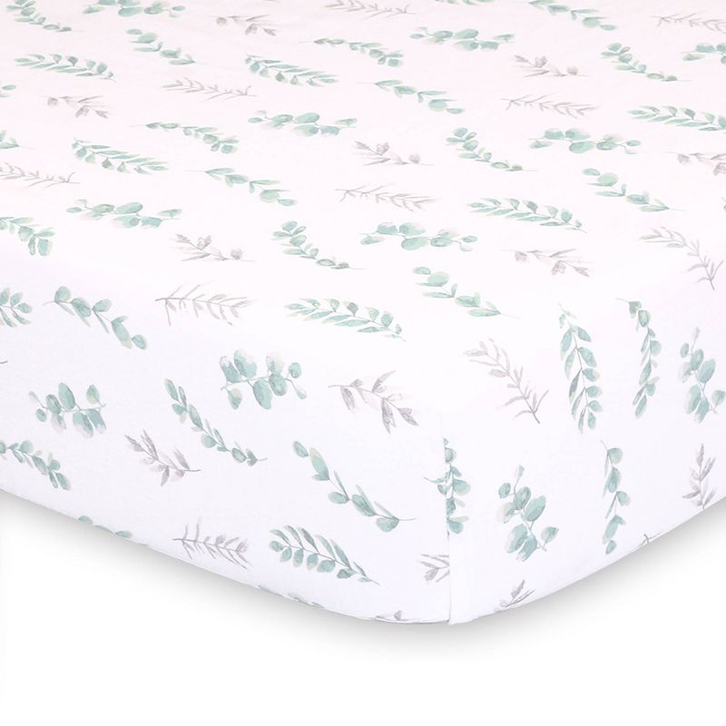 The Peanutshell Fitted Crib Sheet - Floral Leaves, 1 of 5