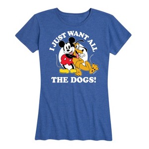 Women's - Disney - Mickey Mouse and Pluto I Just Want All The Dogs Short Sleeve Graphic T-Shirt - 1 of 4
