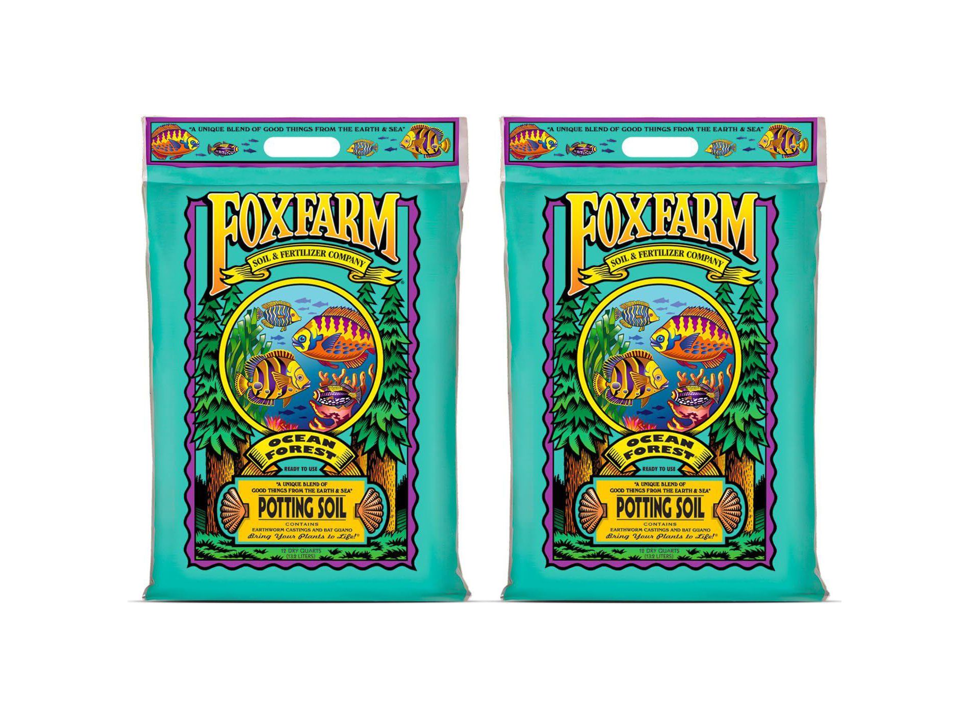 FoxFarm Ocean Forest Potting Soil for Container Gardens - Light, Aerated Texture with Fish Meal, Cra