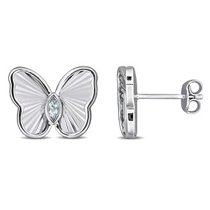 EVERLY JEWELRY | Sterling Silver 1/6 CT TGW Aquamarine Fashion Post Earrings - 1 of 4