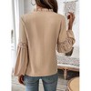 Coolmee Women's Puff Long Sleeve Shirts for Dressy Casual Fashion Pleated Blouse Tops - 2 of 4