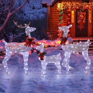 Karl Home  2D Lighted Deer Family Set of 3 Christmas Decoration - 1 of 4