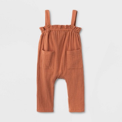 Image of Grayson Mini Baby Girls' Gauze Jumpsuit - Orange 3-6M