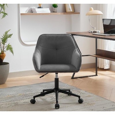 NicBex Office Chair with Adjustable Height Modern Rotatable Velvet Computer Chair Vanity Chair with 5 Wheels for Office, Study, Bedroom, Gray