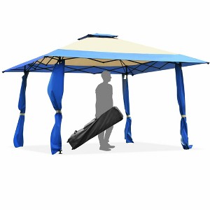 Costway 13'x13' Gazebo Canopy Shelter Awning Tent Patio Garden Outdoor Companion Blue - 1 of 4