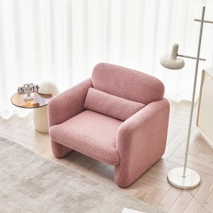 34"Lamb Fleece Fabric Sofa, Modern Single Sofa with Support Pillow for Apartment, Office, Living Room & Bedroom, Tool-Free Assembly.(Dark Orange) - 1 of 4