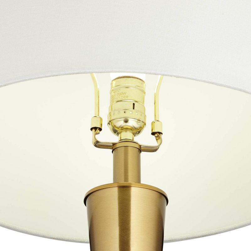 Possini Euro Design Wayne 29 1/4" Tall Modern Glam End Table Lamp USB Port Brass Finish Metal Crystal Single White Shade Living Room Charging Bedroom, 5 of 10